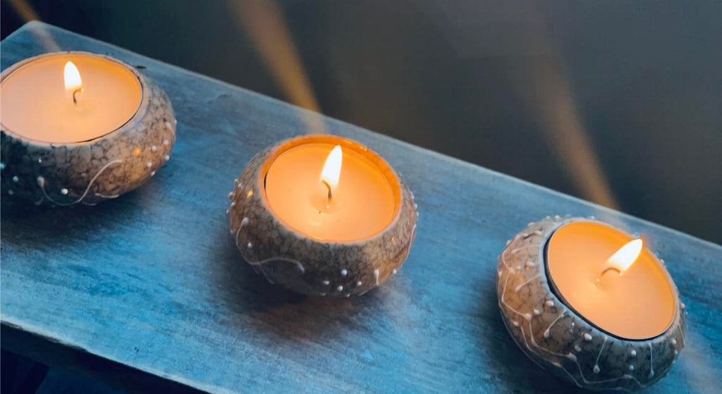 Grey Marble Stone Tea Light Holder
