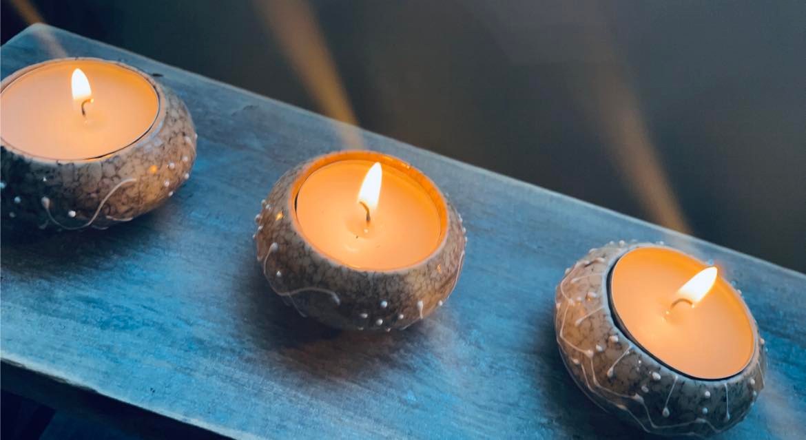 Grey Marble Stone Tea Light Holder