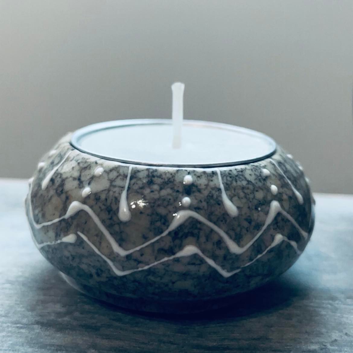 Grey Marble Stone Tea Light Holder