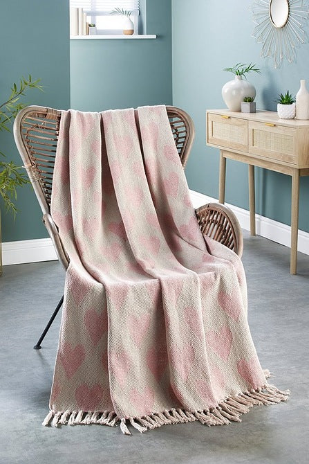 Blush Pink Heart Throw