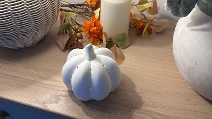 White Matt Ceramic LED Pumpkin