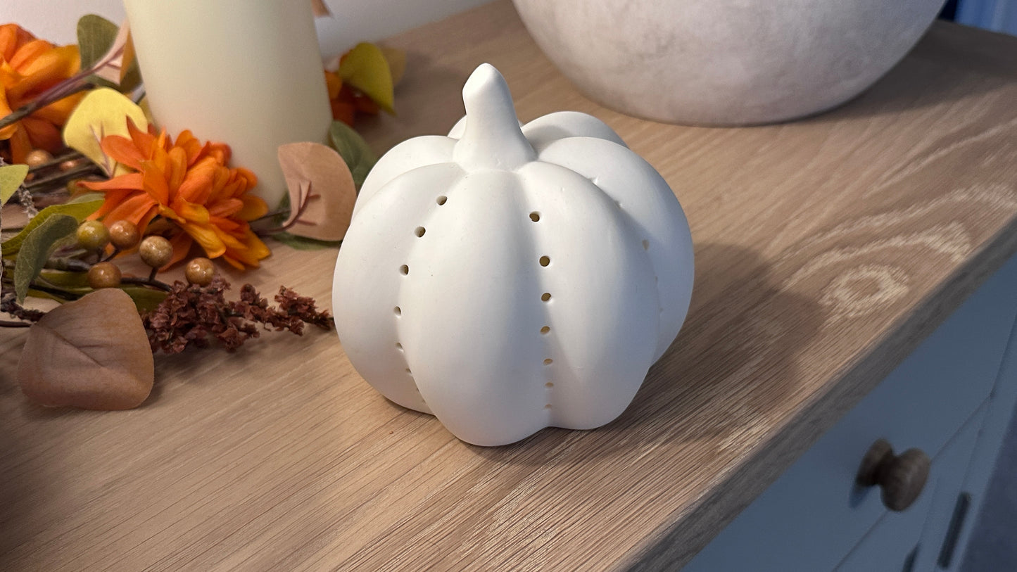 White Matt Ceramic LED Pumpkin