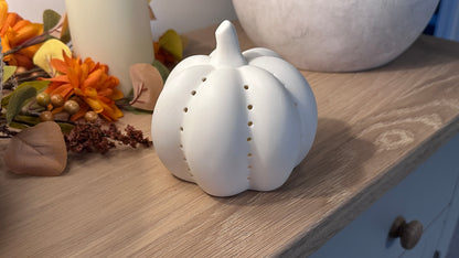 White Matt Ceramic LED Pumpkin