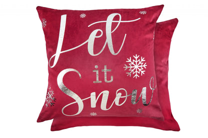 Red Velour Let It Snow Cushion Cover