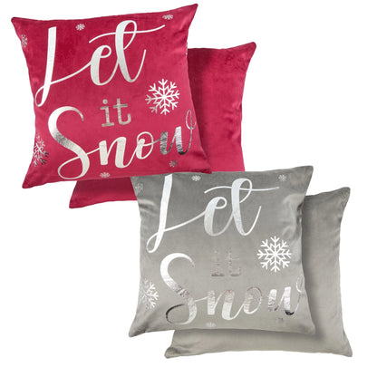 Red Velour Let It Snow Cushion Cover