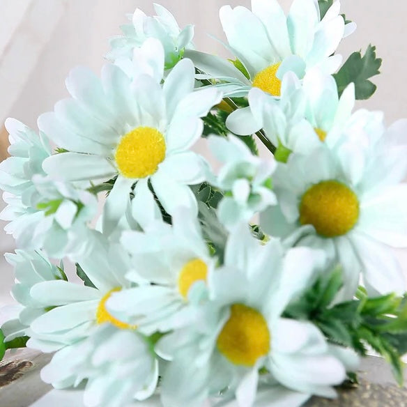 Pale Blue Faux Daisy Flowers