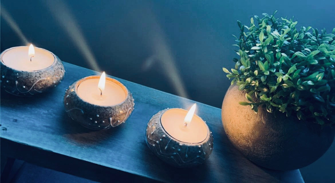 Grey Marble Stone Tea Light Holder
