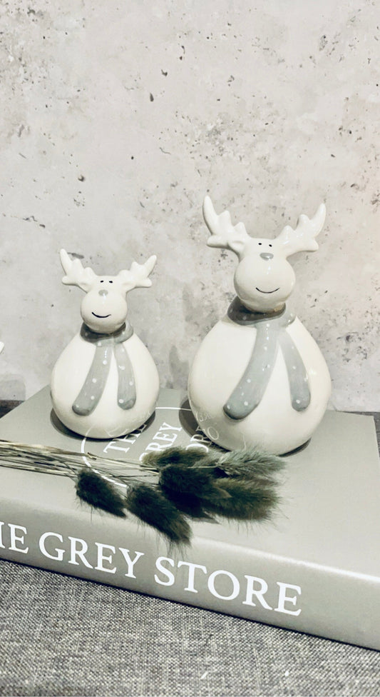 White Ceramic Plump Reindeer