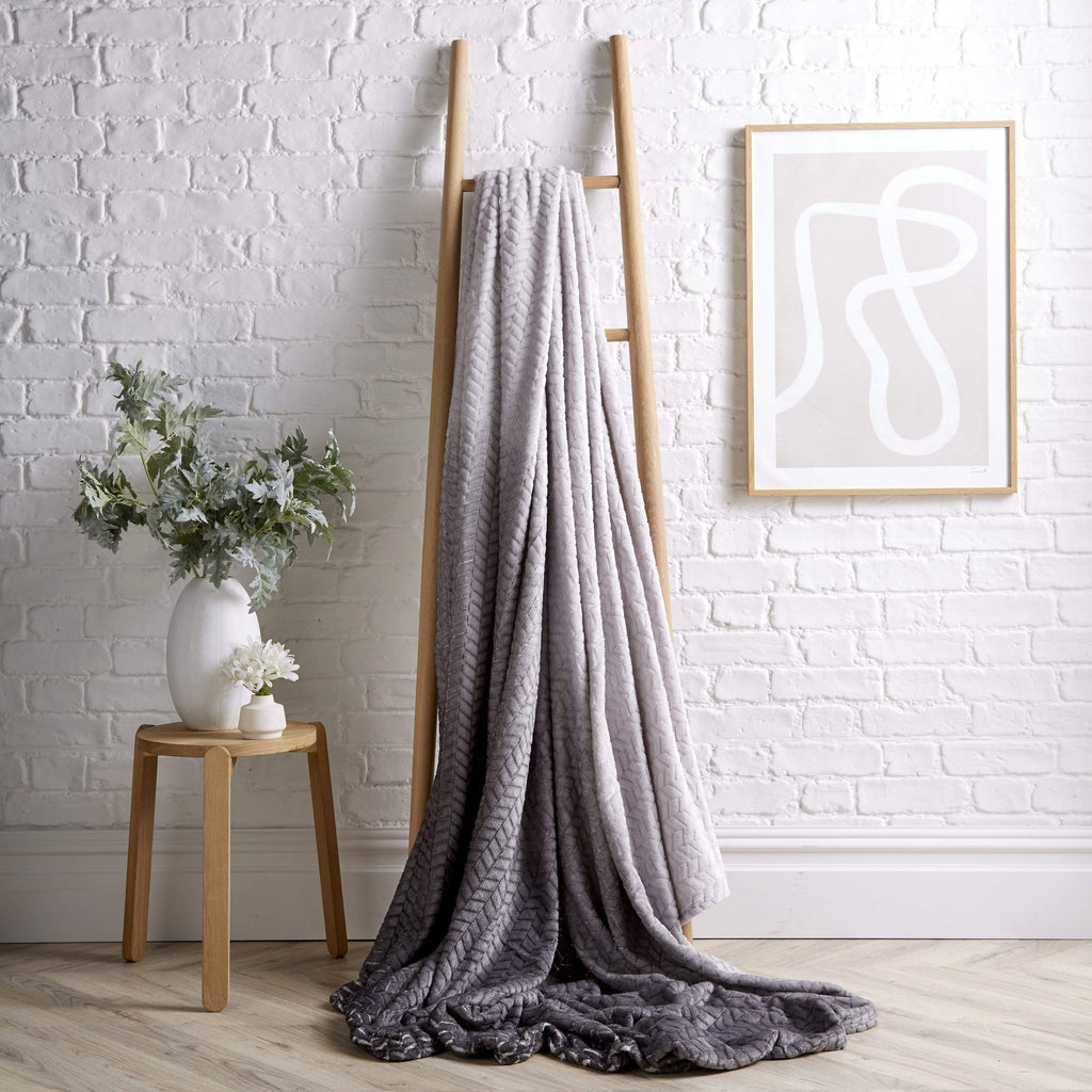 Grey Velvet Ombre Throw
