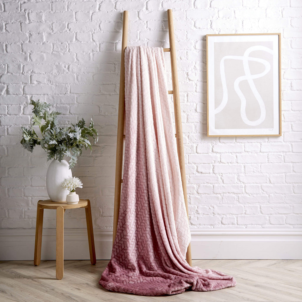 Blush Pink Velvet Ombre Throw