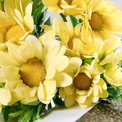 Set of 10 Artificial Daisy Flower Stems in Multiple Colors Yellow